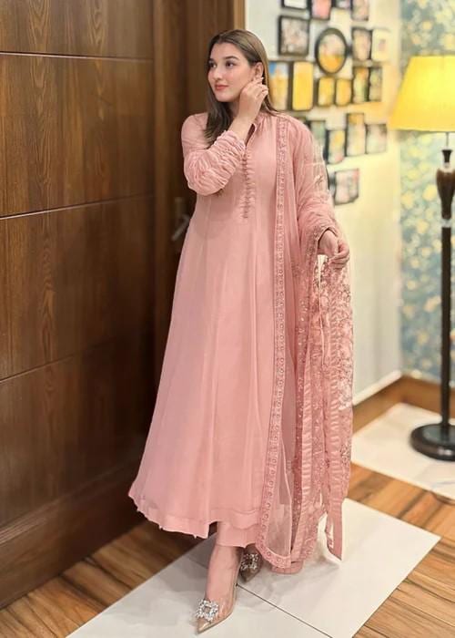 3 Piece Chiffon Maxi Dress - Pastel Pink