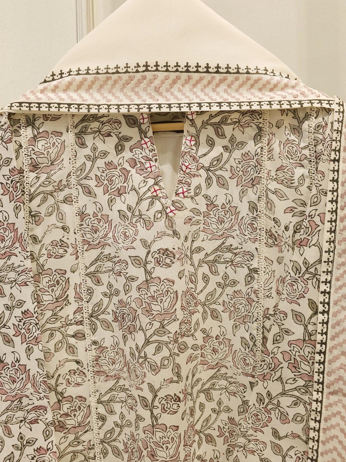 Agha Noor 3 piece - Hand Block Printed Summer Cool Kora Cotton Suit