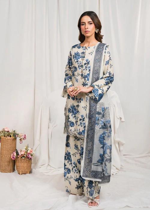Embroidered Khaddar Shalwar Suit – Ivory - Farshi Shalwar