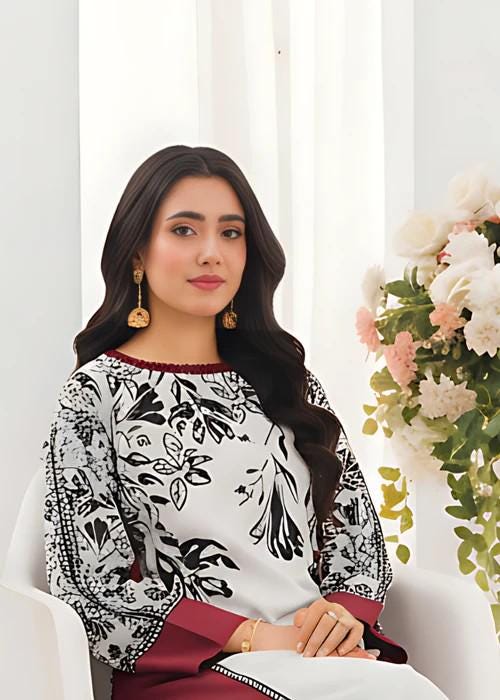 Printed Silk Kaftan with Sleeves - 1 Piece