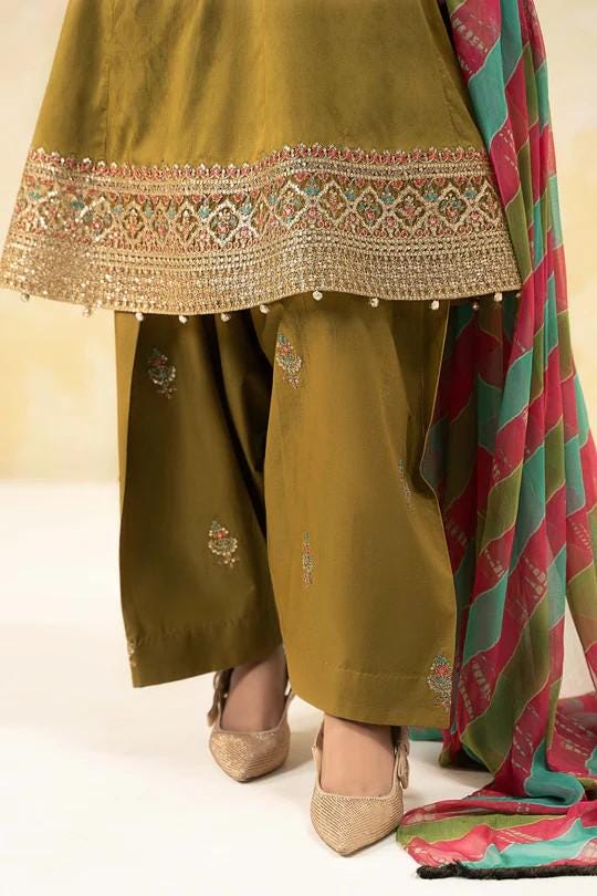 Maria.B - 3 Piece Embroidered Self Jacquard Lawn Suit - Chiffon Tye Dye Dupatta