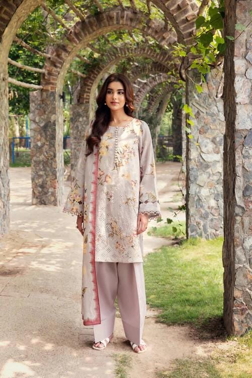 Embroidered Farshi Shalwar Lawn Suit - 3 piece - Pakistani Designer