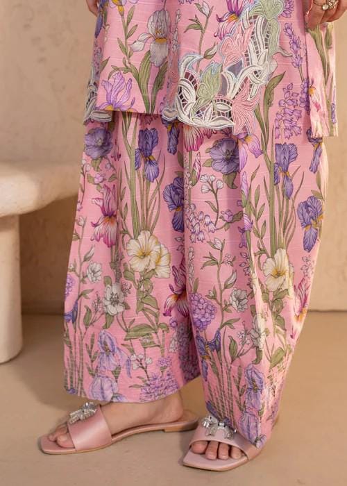 3 Piece Embroidered Farshi Shalwar Lawn Suit - Pink