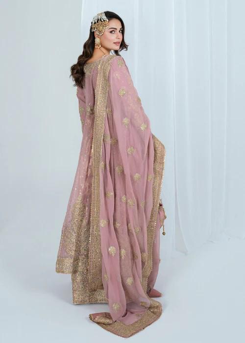 Heavily Embroidered 4 Piece Party Wear Chiffon Maxi