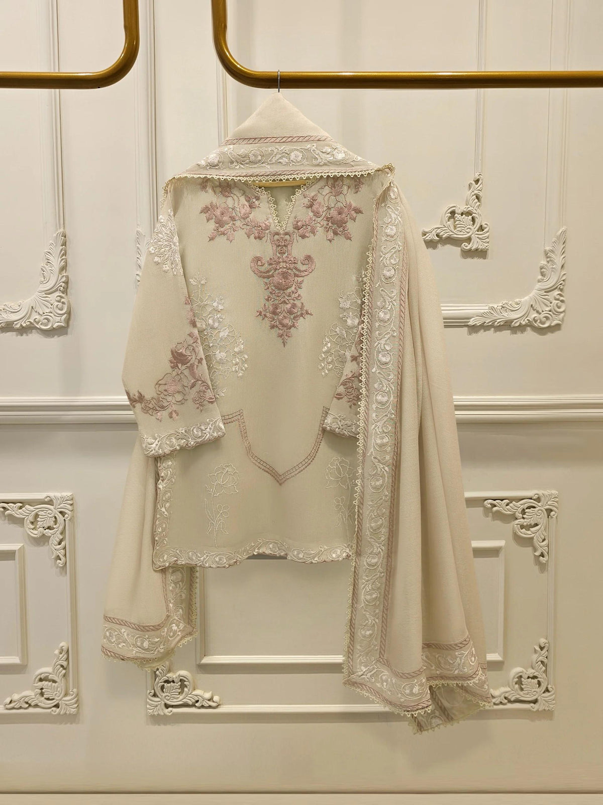Agha Noor 3 Piece - Pure Embroidered Cotton Net Suit