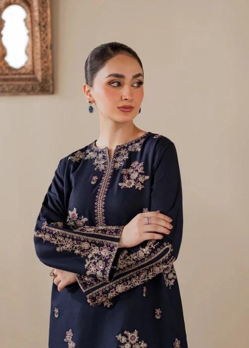 2 Piece Embroidered Cotton Palazzo Suit