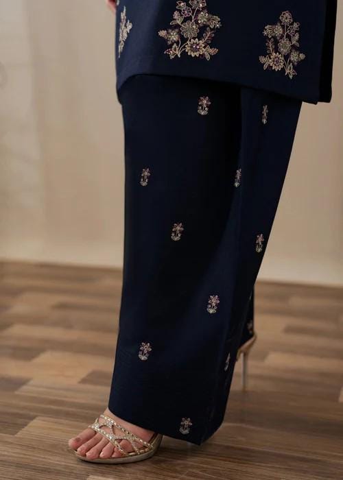 2 Piece Embroidered Cotton Palazzo Suit
