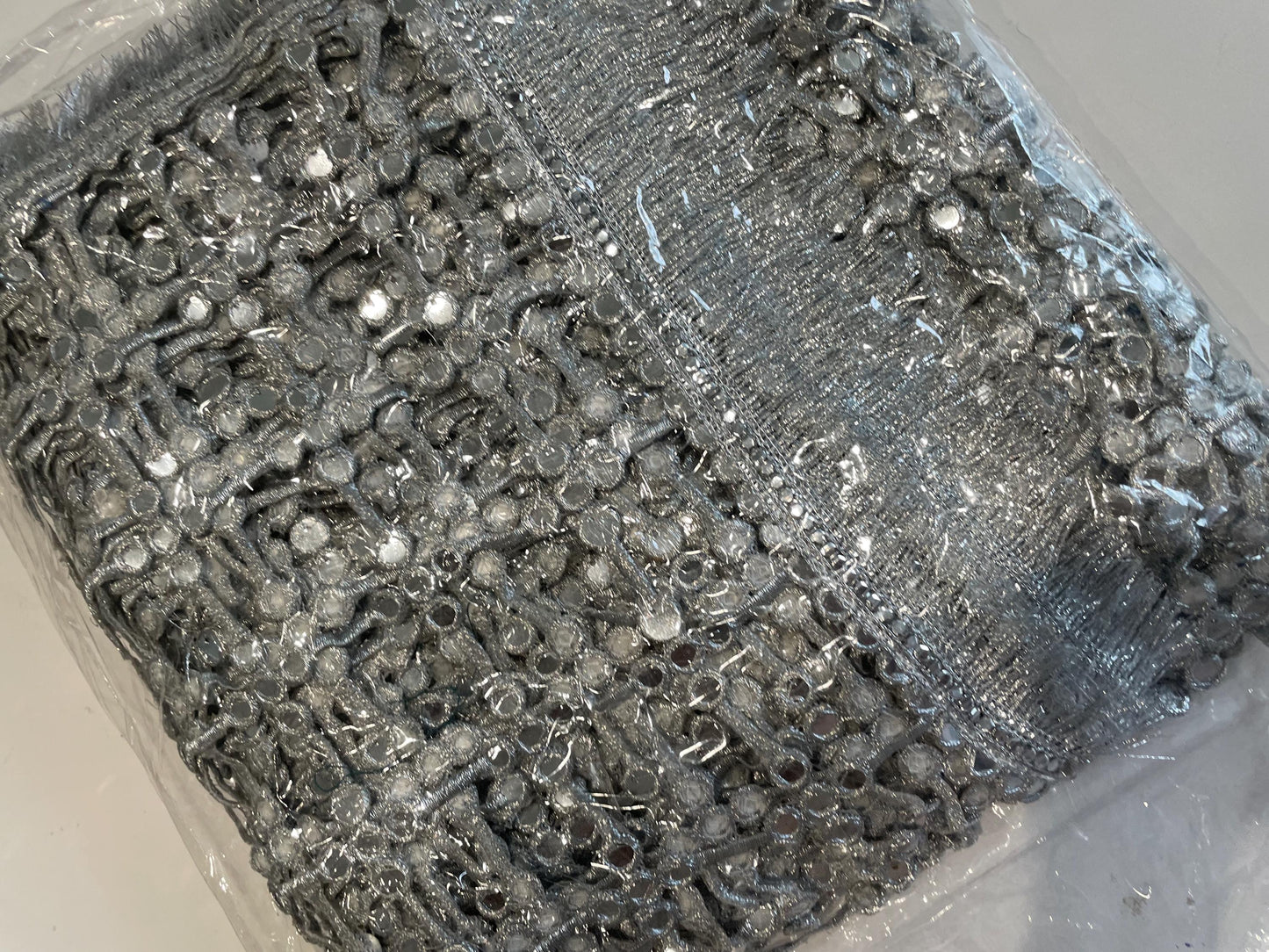 Silver Sheesh Handmade Gota Patti Coin Dupatta now with kiran lace all around.