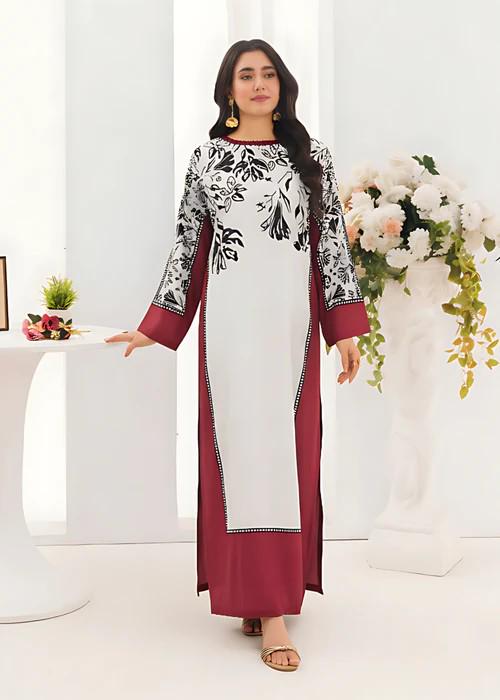 Printed Silk Kaftan with Sleeves - 1 Piece