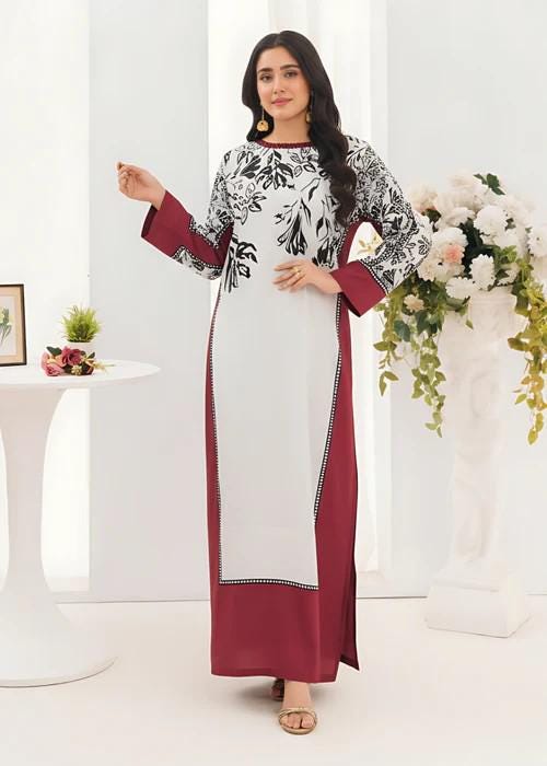 Printed Silk Kaftan with Sleeves - 1 Piece