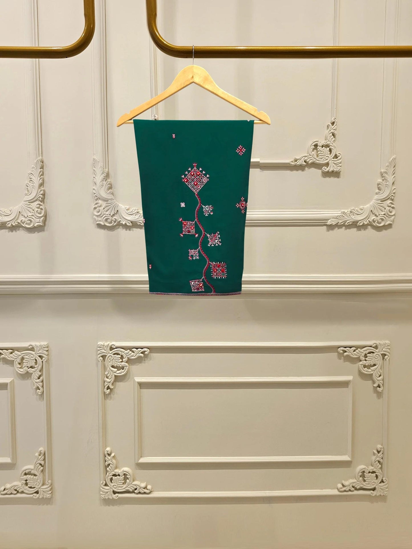 Agha Noor 2 piece - Embroidered Linen Co Ord Suit - Bottle Green