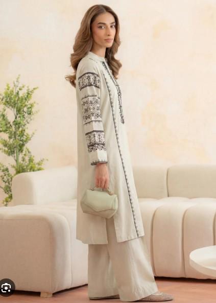 2 Piece Cross- Stitch Embroidered Lawn Suit - Ivory