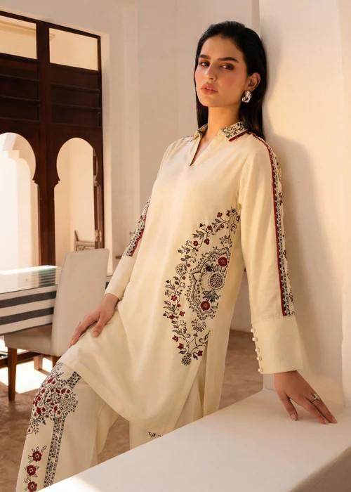 2 Piece Printed Lawn Suit - Beige
