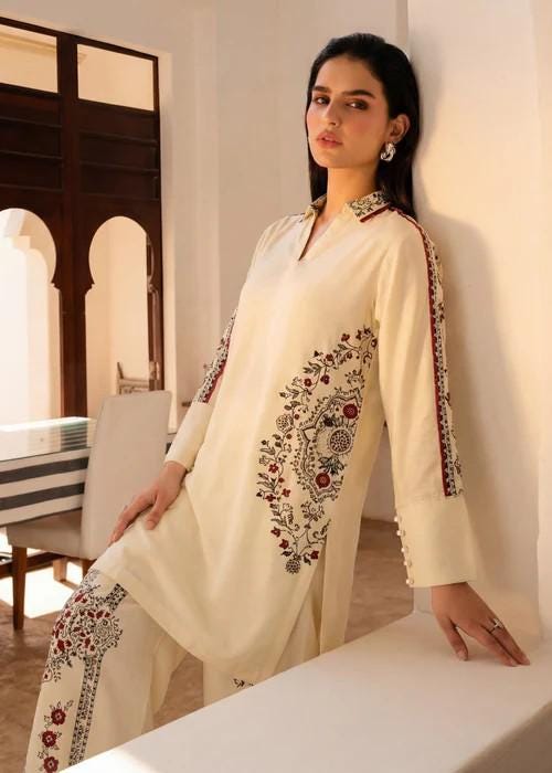 2 Piece Printed Lawn Suit - Beige