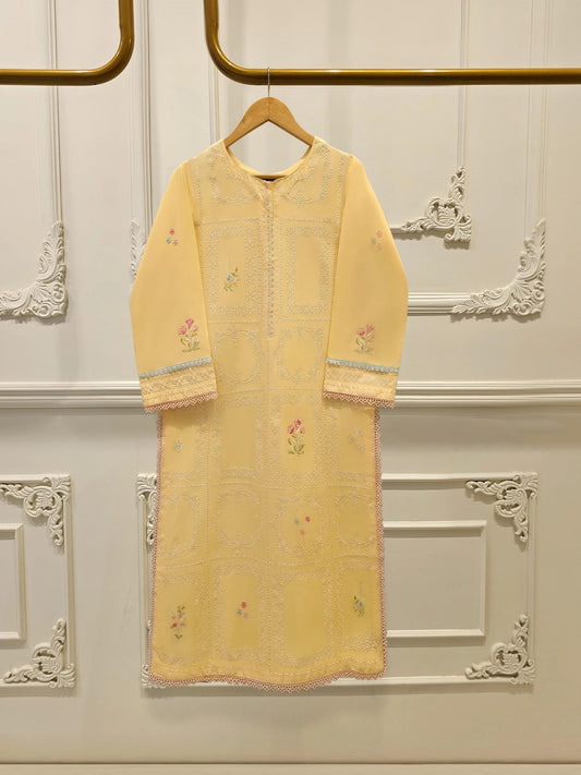 Aghanoor 2 piece - Embroidered Lawn Suit- Yellow