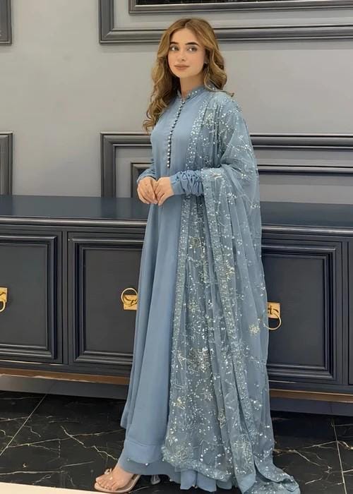 3 Piece Chiffon Maxi Dress - Ice Blue