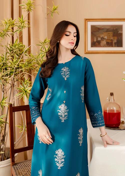 2 Piece Linen Kurta Set - Teal