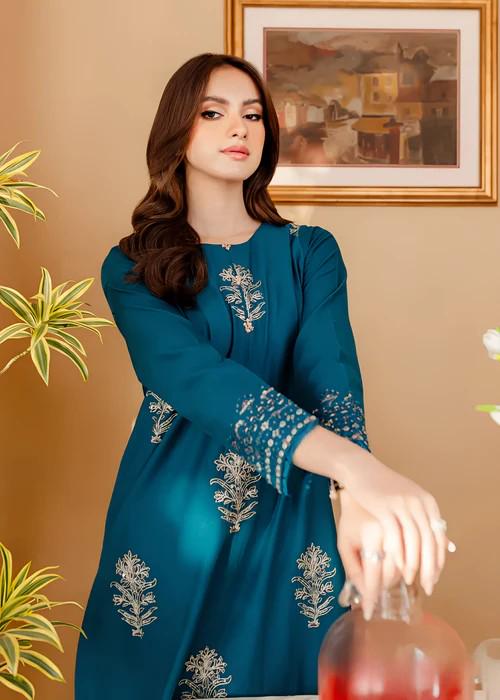 2 Piece Linen Kurta Set - Teal