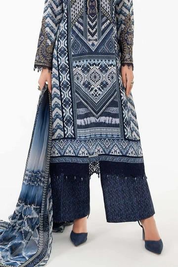 Maria.B - 3 Piece Printed Lawn Suit  (Size - Medium) - Chiffon Dupatta
