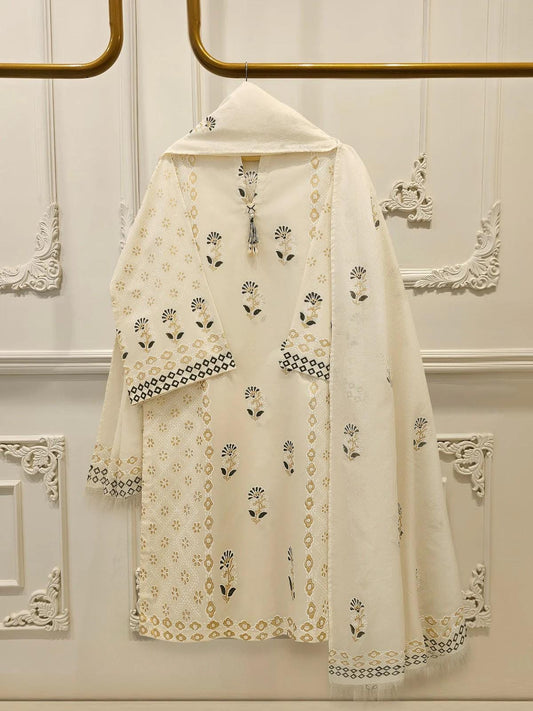 Agha Noor 3 Piece Hand Block Printed Kora Cotton Suit