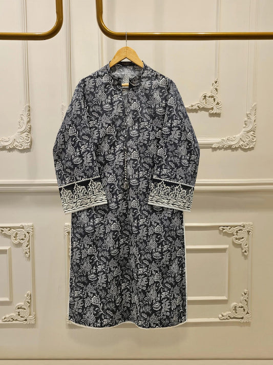 Aghanoor 2 piece - (Size-Medium, Large)  Embroidered Lawn Suit -Black