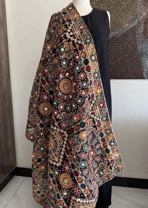 Heavily Embroidered Organza Tissue Silk Dupatta - Mirror Mosaic Dupatta