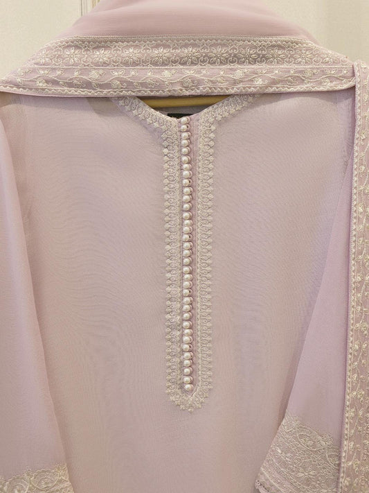 Agha Noor 3-Piece Embroidered Cotton Net Suit - Lilac