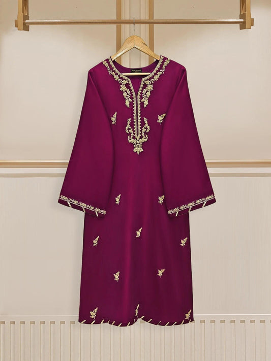 Agha Noor Magenta Embroidered Pure Silk Net Shalwar Kameez