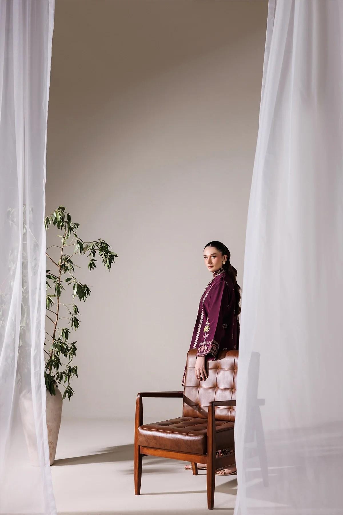 3 Piece Screen Printed Summer Silk Suit - Maroon