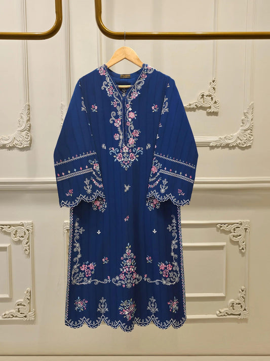 Agha Noor 2 piece - Embroidered Jacquard Suit - Navy Blue