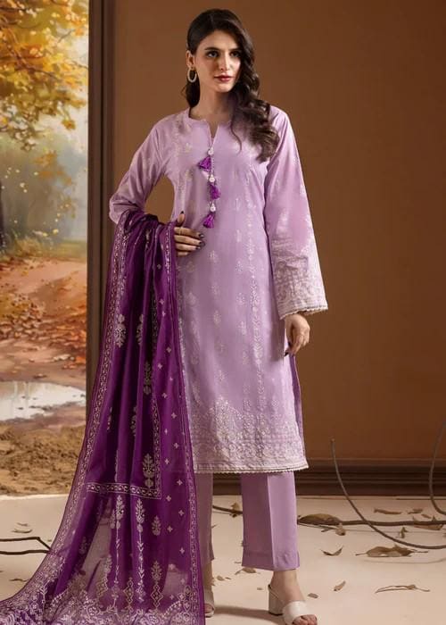 3 piece - Designer Summer Lawn Suit - Lilac