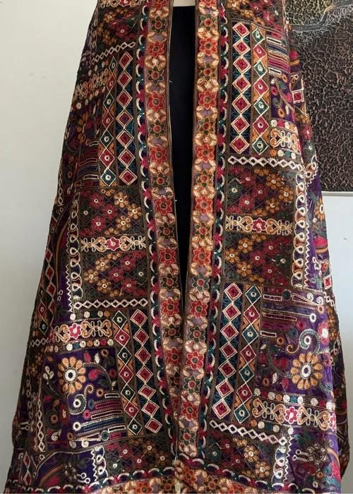 Heavily Embroidered Organza Tissue Silk Dupatta - Amethyst Mosaic