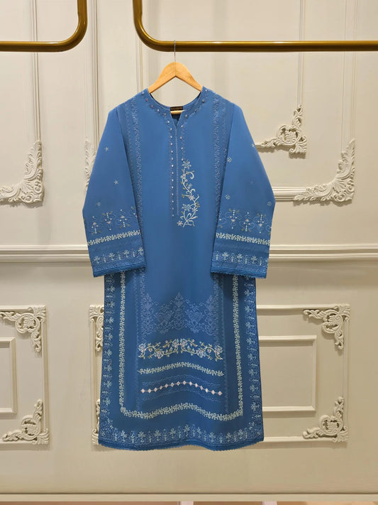 Aghanoor 2 piece - Pure Embroidered Lawn Suit - Blue -  India Pakistan Bangladesh Shalwar Kameez