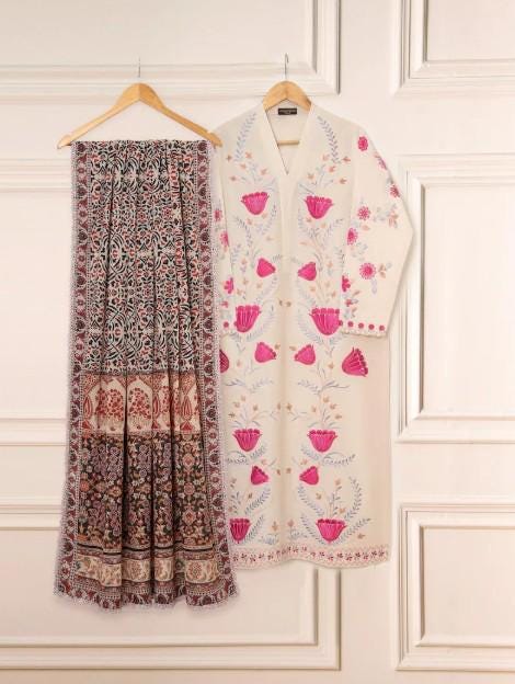 Agha Noor 3 piece - Embroidered Lawn Suit - Off White