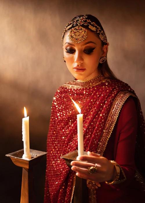 3 Piece Embroidered Long Kurta Chiffon and Raw Silk Sharara Suit