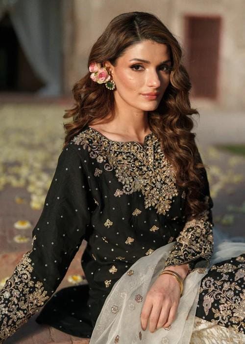 Embroidered Chiffon and Charmeuse Silk Gharara Suit