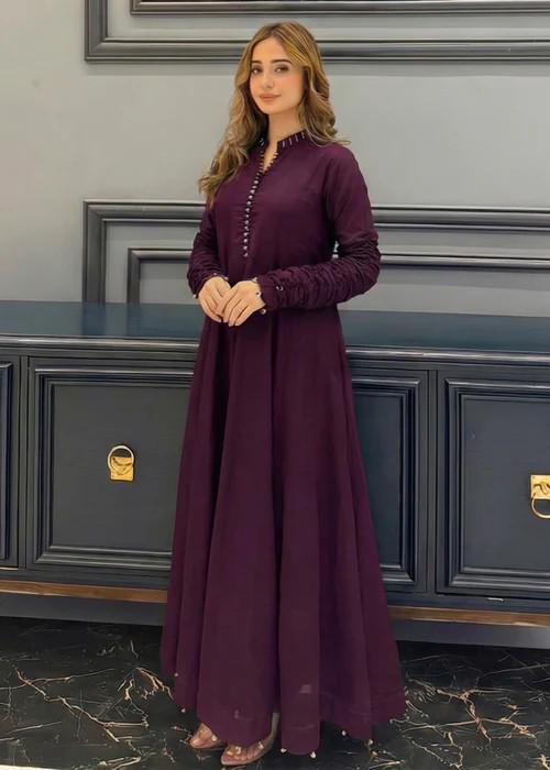 3 Piece Chiffon Maxi Dress - Plum Purple
