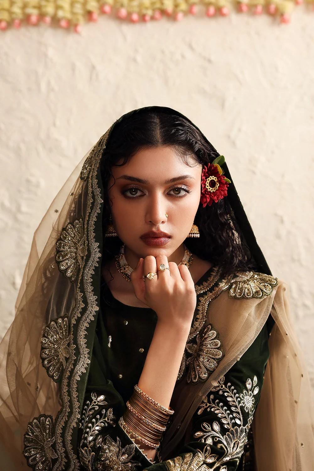 3 Piece Designer Embroidered Velvet And Raw Silk Gharara
