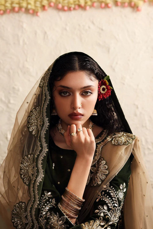 3 Piece Designer Embroidered Velvet And Raw Silk Gharara
