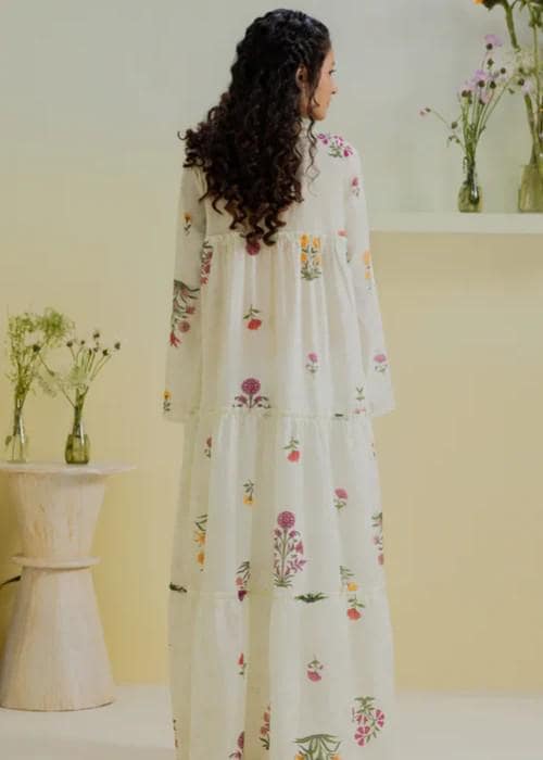 White Straight Cut Summer Lawn Maxi