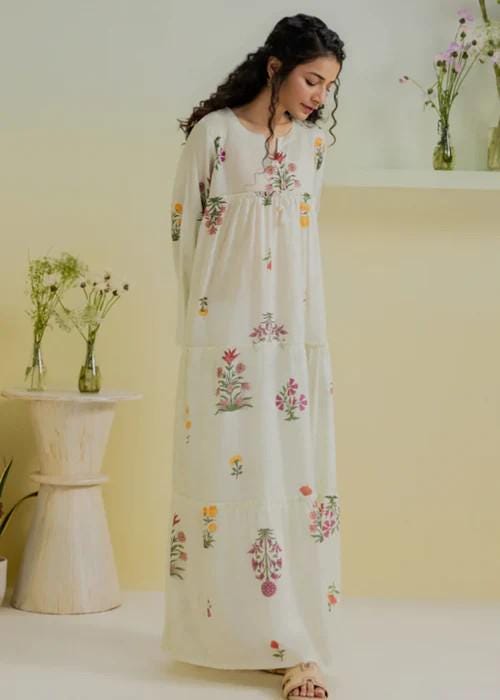 White Straight Cut Summer Lawn Maxi