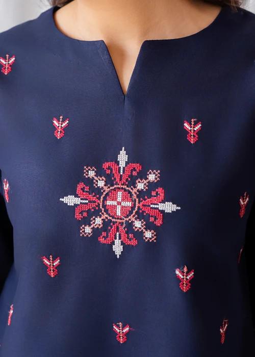 2 Piece Embroidered Farshi Shalwar Cotton Suit