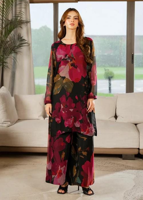 Printed Chiffon Culotte Designer Suit - 2 Piece