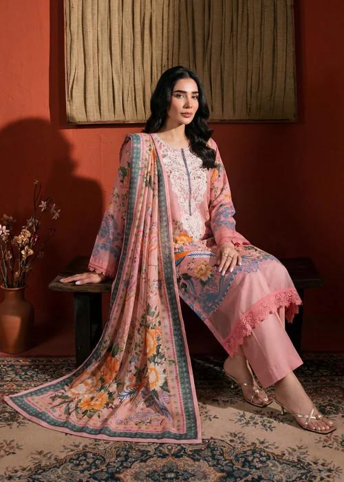 Embroidered Lawn Kurta Suit - 3 piece - Pakistani Designer