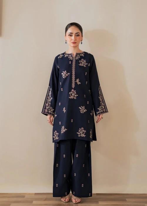 2 Piece Embroidered Cotton Palazzo Suit