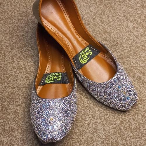 Khussa in Silver (Mirror Work) - US Size 8.5 - 9