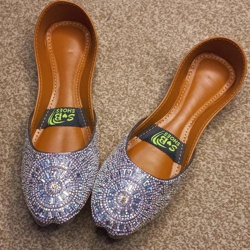 Khussa in Silver (Mirror Work) - US Size 8.5 - 9