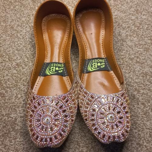 Khussa in Rose Gold (Mirror Work) - US Size 8.5 - 9