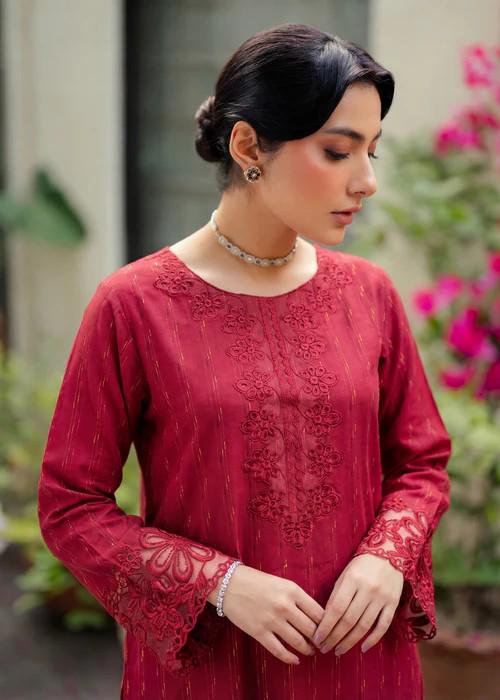 2 Piece Embroidered Lawn Summer Kurta Set - Palazzo Pants