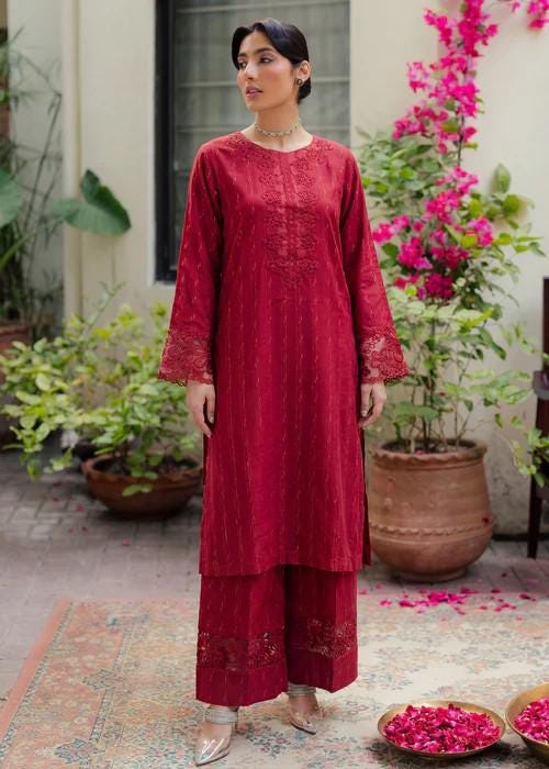 2 Piece Embroidered Lawn Summer Kurta Set - Palazzo Pants